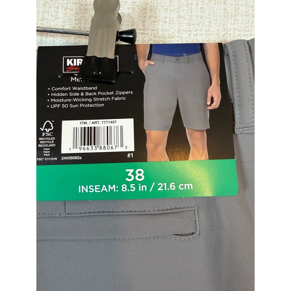 NWT‎ Kirkland Signature Mens Performance Shorts Gray •38• UPF 50 Gorpcore Golf